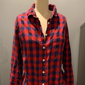 J crew Red and blue flannel button down shirt